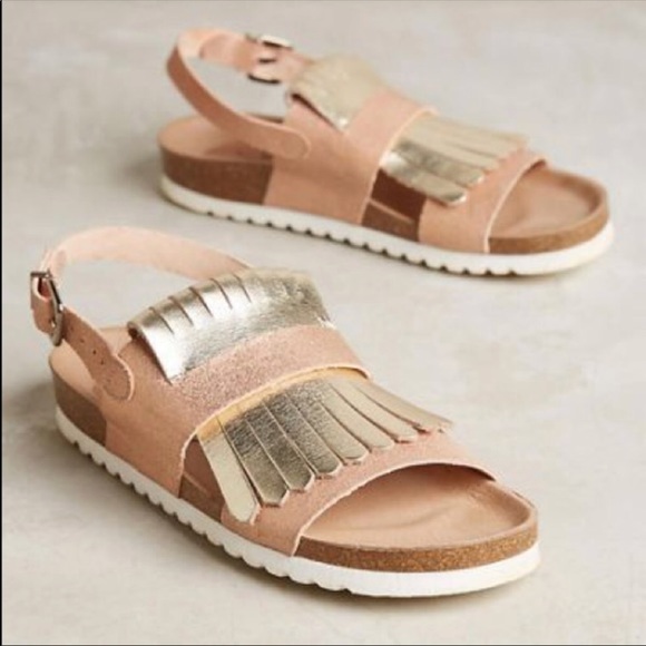 Anthropologie Shoes - {Anthropologie} gold KMB kiltie rose sandals